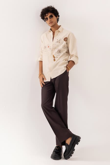 PAARSH Illustrated Map Linen Shirt 