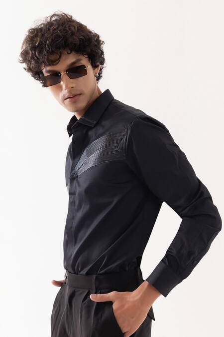 PAARSH_Black Cotton Designer Shirt _Online_at_Aza_Fashions