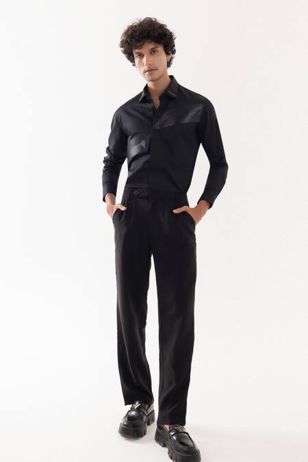 PAARSH_Black Cotton Designer Shirt _at_Aza_Fashions