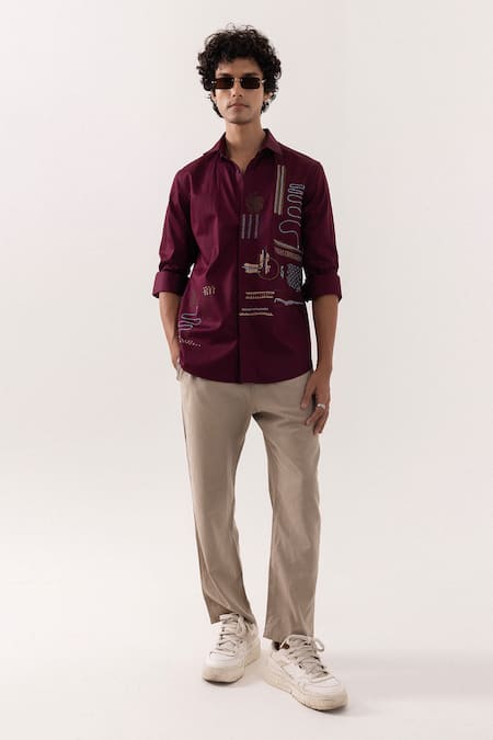 PAARSH Designer Red Wine Shirt 