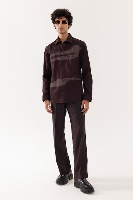 PAARSH Brown Ladder Design Shirt 
