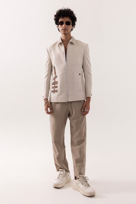 PAARSH Beige Tropical Taana Jacket 