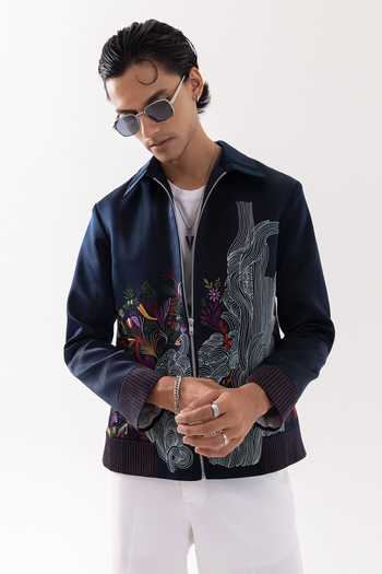 PAARSH Midnight Bloom Suede Jacket 