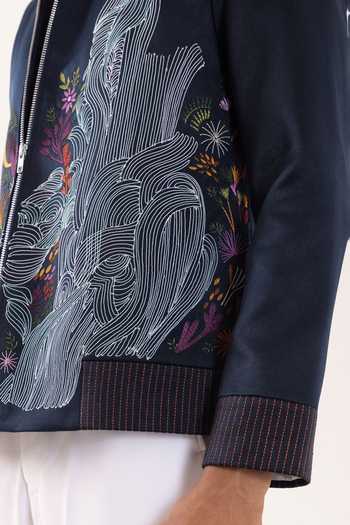 PAARSH Blue Suede Embroidery Midnight Bloom Jacket at Aza Fashions PAARSH_Blue Suede Embroidery Midnight Bloom Jacket _at_Aza_Fashions