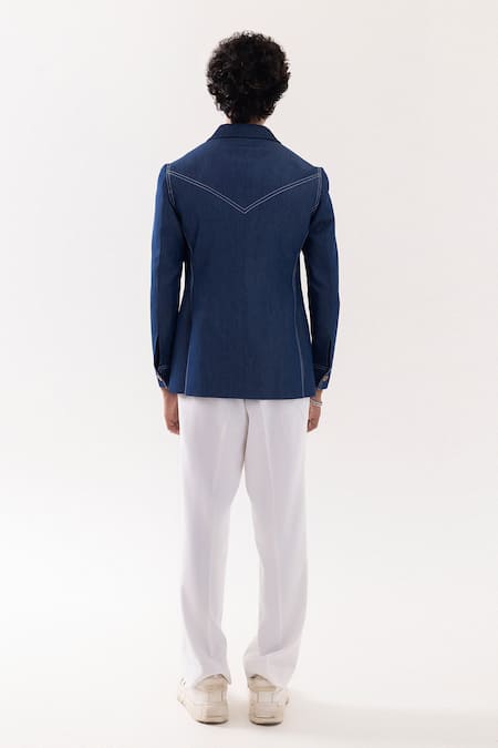 PAARSH_Blue Denim Shacket _at_Aza_Fashions