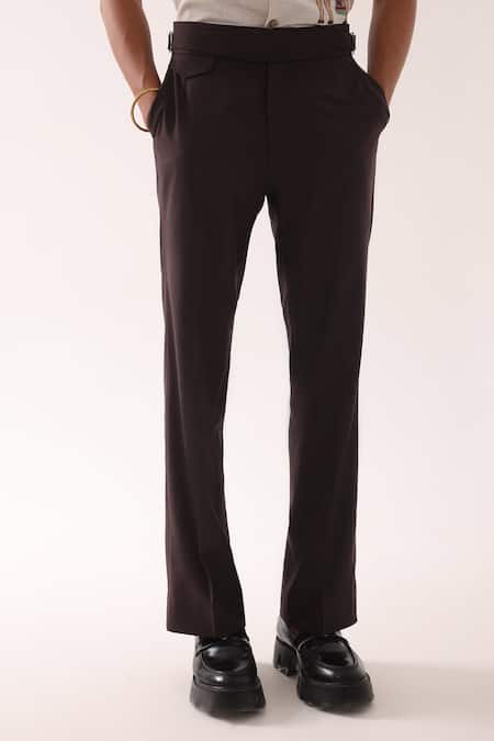 PAARSH_Brown Terrycloth Terrywool Trousers _Online_at_Aza_Fashions