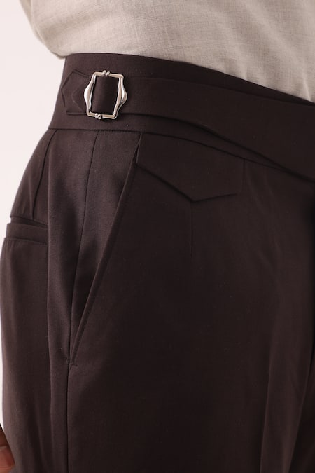 Shop_PAARSH_Brown Terrycloth Terrywool Trousers _Online_at_Aza_Fashions