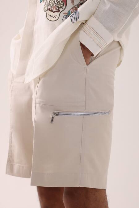 Buy_PAARSH_Beige Terrycloth Off-white Terrywool Shorts _Online_at_Aza_Fashions
