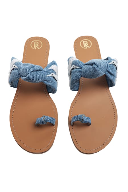Preet Kaur Denim Bird Thumb Flats 
