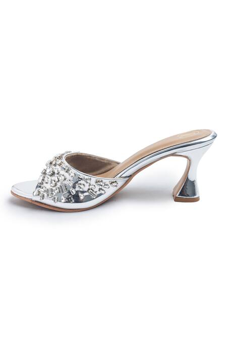 Preet Kaur Silver Crystals Embellished Heels Online at Aza Fashions Preet Kaur_Silver Crystals Embellished Heels _Online_at_Aza_Fashions