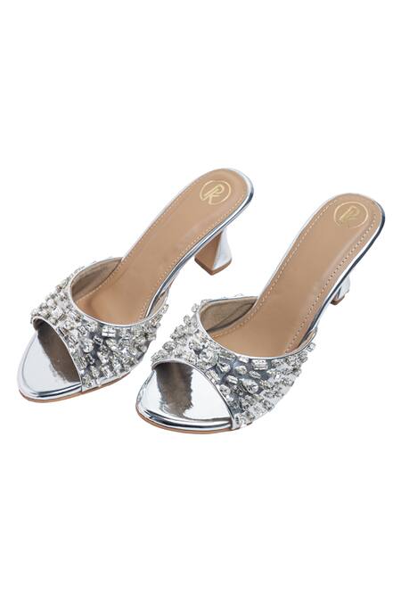 Buy Preet Kaur Silver Crystals Embellished Heels Online at Aza Fashions Buy_Preet Kaur_Silver Crystals Embellished Heels _Online_at_Aza_Fashions