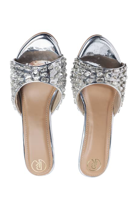 Preet Kaur Silver Embellished Heels 