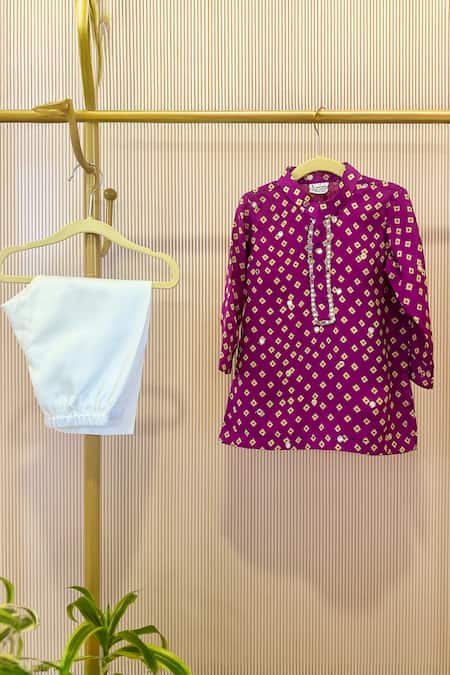 Rage Attire-Sweta Saria Purple Chinon Printed Kurta And Pyjama Set 