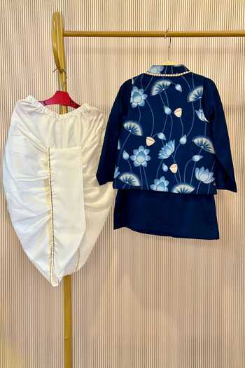 Rage Attire-Sweta Saria Blue Cotton Silk Nehru Jacket Set 
