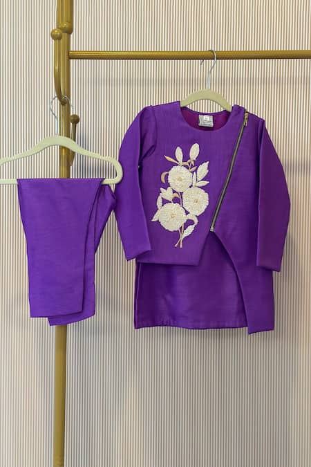 Rage Attire-Sweta Saria Purple Silk Blend Kurta Set 