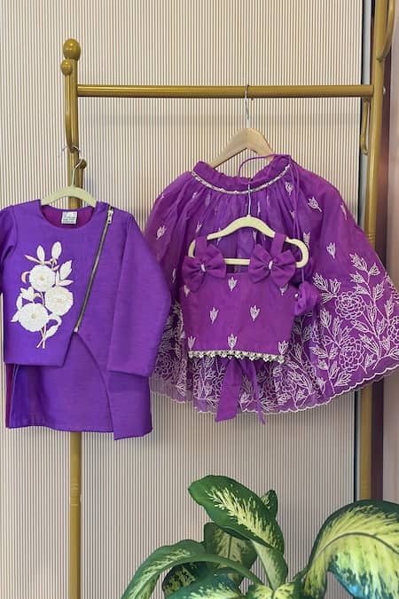 Rage Attire-Sweta Saria Purple Silk Blend Kurta Set 