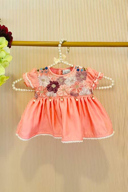 Rage Attire-Sweta Saria Peach Embroidered Dress 