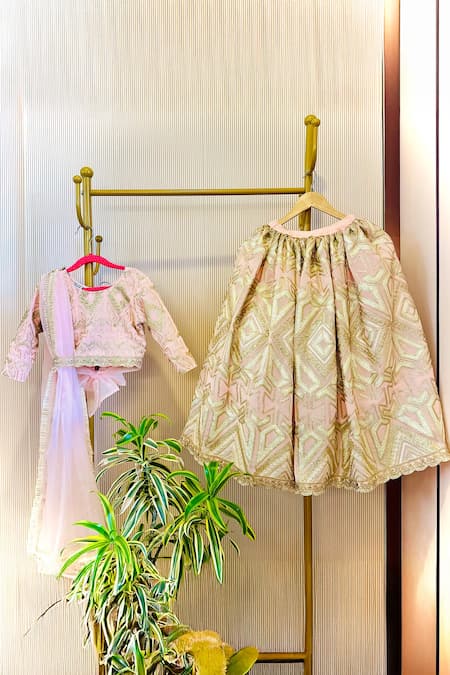 Rage Attire-Sweta Saria Baby Pink Embroidered Lehenga Set 