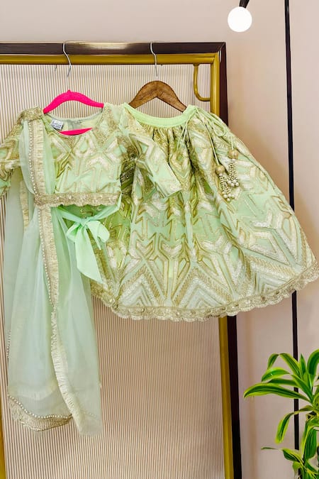 Rage Attire-Sweta Saria Mint Green Designer Lehenga Set 