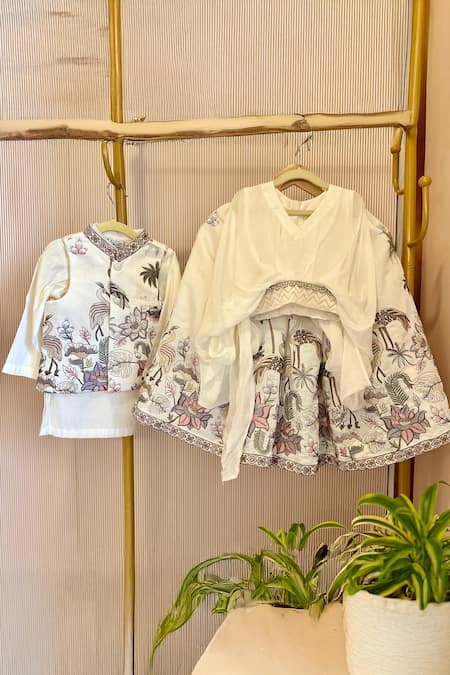 Rage Attire-Sweta Saria Ivory Ruched Top & Lehenga Set 