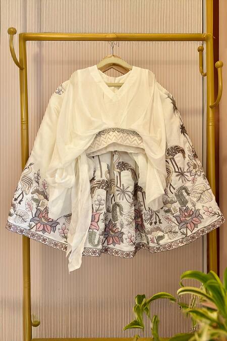 Buy Rage Attire-Sweta Saria Ivory Embroidery Ruched Top And Lehenga Set Online at Aza Fashions Buy_Rage Attire-Sweta Saria_Ivory Embroidery Ruched Top And Lehenga Set _Online_at_Aza_Fashions