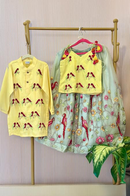 Rage Attire-Sweta Saria Sea Green Embroidered Lehenga Set 