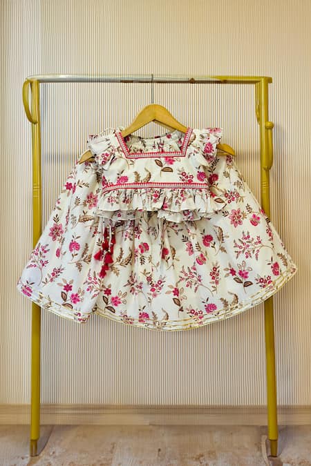 Rage Attire-Sweta Saria Floral Print Girls Lehenga Set 