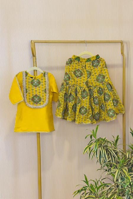 Rage Attire-Sweta Saria Yellow Embroidery Designer Kurta And Sharara Set