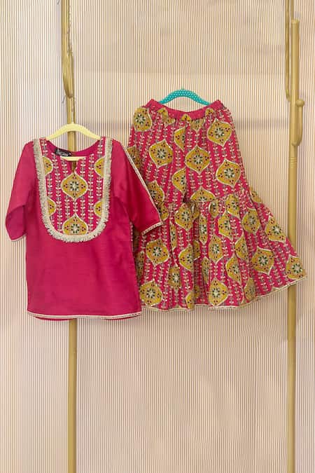 Rage Attire-Sweta Saria Pink Embroidery Rani Designer Kurta And Sharara Set 