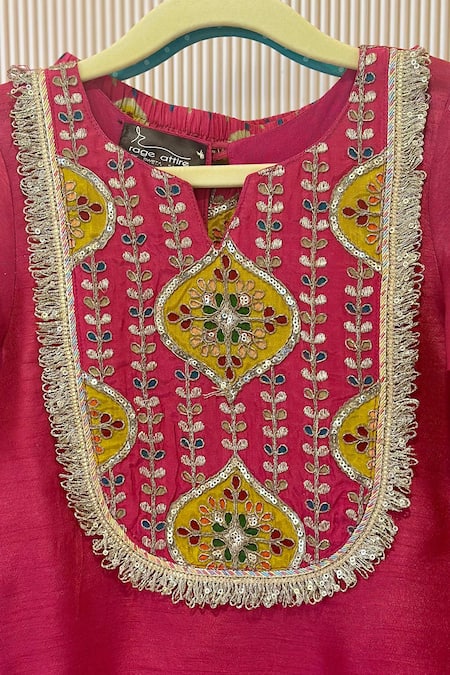 Buy_Rage Attire-Sweta Saria_Pink Embroidery Rani Designer Kurta And Sharara Set _Online_at_Aza_Fashions