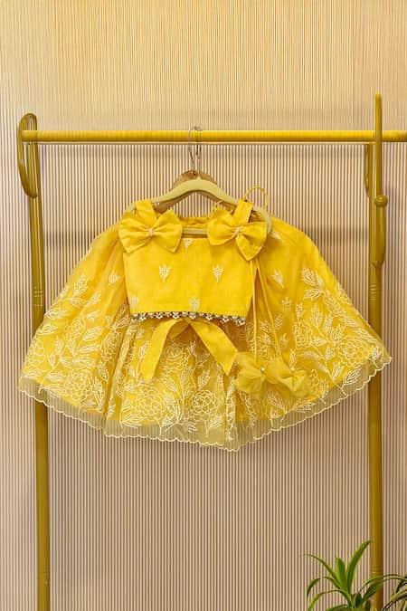 Rage Attire-Sweta Saria Embroidered Yellow Lehenga & Blouse Set 