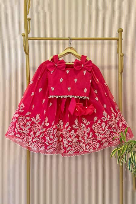 Rage Attire-Sweta Saria Red Organza Silk Lehenga & Blouse Set 