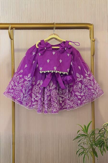 Rage Attire-Sweta Saria Purple Organza Silk Lehenga & Blouse Set 