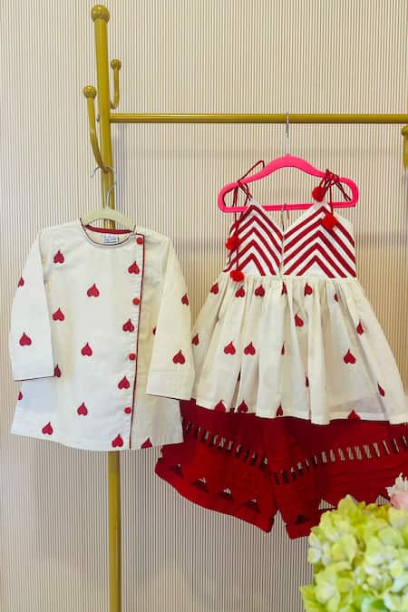 Buy_Rage Attire-Sweta Saria_Ivory Embroidery Red Designer Top And Palazzo Set _Online_at_Aza_Fashions