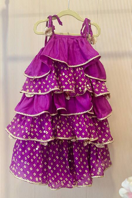 Rage Attire-Sweta Saria_Purple Chinon Embroidery Layered Tunic And Sharara Set _Online_at_Aza_Fashions