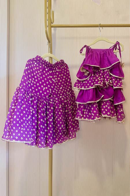 Rage Attire-Sweta Saria Purple Chinon Embroidery Layered Tunic And Sharara Set 