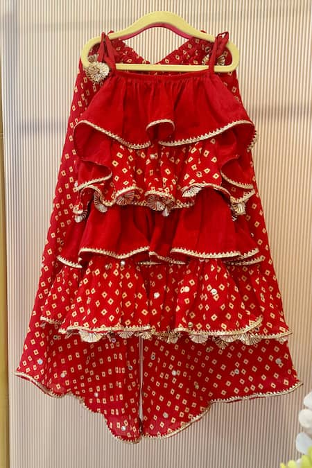 Rage Attire-Sweta Saria Red Layered Tunic & Sharara Set 