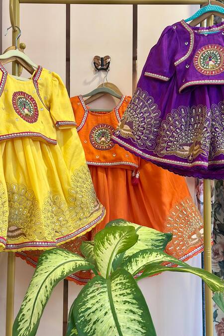 Rage Attire-Sweta Saria_Orange Organza Tassels, Embroidery Lehenga Set _Online_at_Aza_Fashions