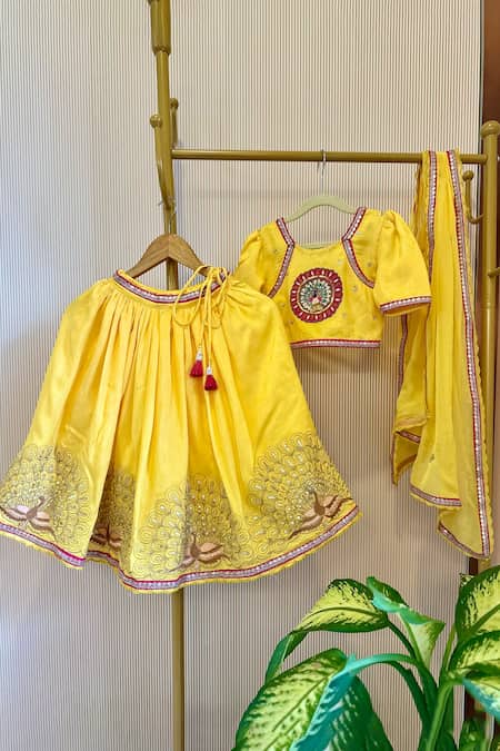 Rage Attire-Sweta Saria Yellow Embroidered Lehenga Set 