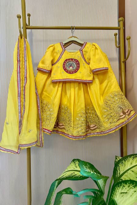 Rage Attire-Sweta Saria Yellow Tassels, Embroidery Lehenga Set 