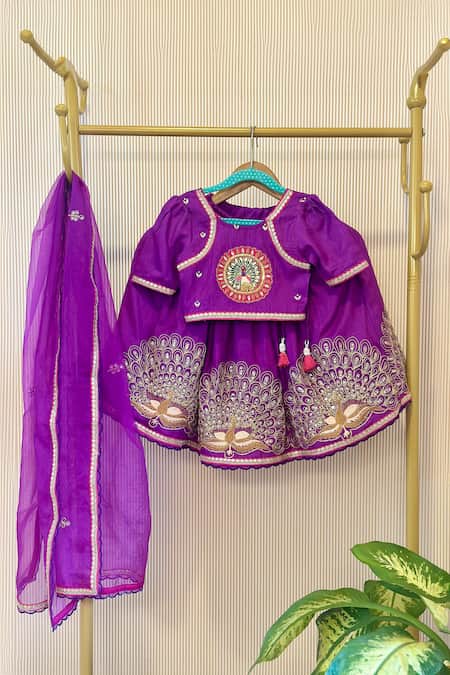 Rage Attire-Sweta Saria Purple Embroidered Lehenga Set 