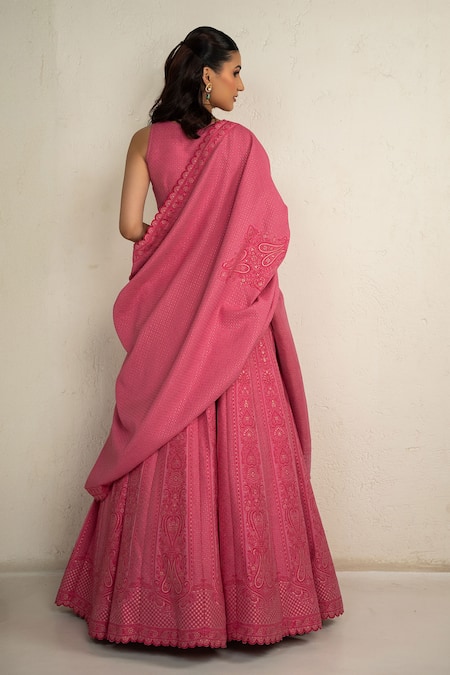 Safaa Designer Rosalie Pink Lehenga Set 