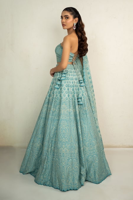 Safaa Aqua Blue Esme Lehenga Set 