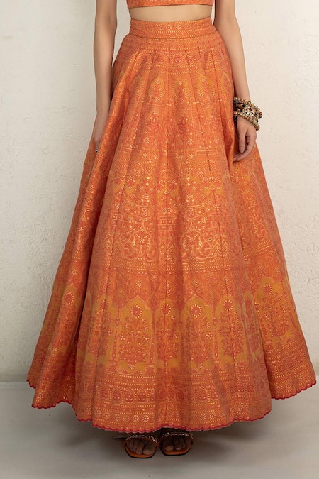 Buy Safaa Orange Vegan Silk Embroidery Sweetheart Neck Tangerine Vivienne Lehenga Set Online at Aza Fashions Buy_Safaa_Orange Vegan Silk Embroidery Sweetheart Neck Tangerine Vivienne Lehenga Set _Online_at_Aza_Fashions