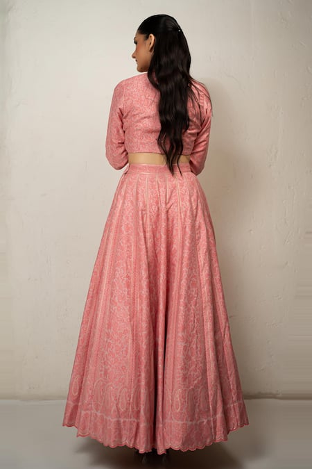 Safaa Peach Celine Lehenga & Blouse Set 