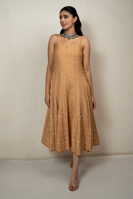 Safaa Orange Vegan Silk Embroidery Sweetheart Neck Marigold Designer Anarkali Dress Online at Aza Fashions Safaa_Orange Vegan Silk Embroidery Sweetheart Neck Marigold Designer Anarkali Dress _Online_at_Aza_Fashions