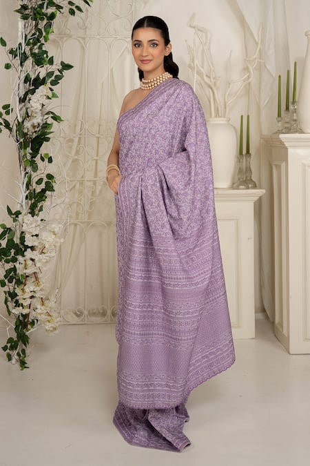 Shop Safaa Purple Shantoon Aurelia Violet Moonga Silk Saree Set at Aza Fashions Shop_Safaa_Purple Shantoon Aurelia Violet Moonga Silk Saree Set _at_Aza_Fashions