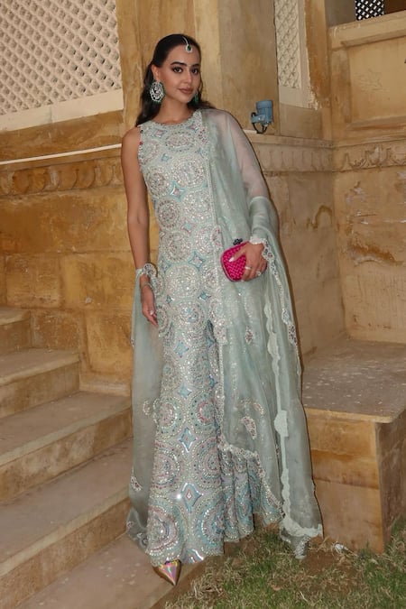 Osaa By Adarsh Geometric Embroidered Kurta Sharara Set 