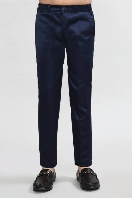 Buy_Petite Pomme_White Cotton, Polyester Navy Blue Designer Suit Set