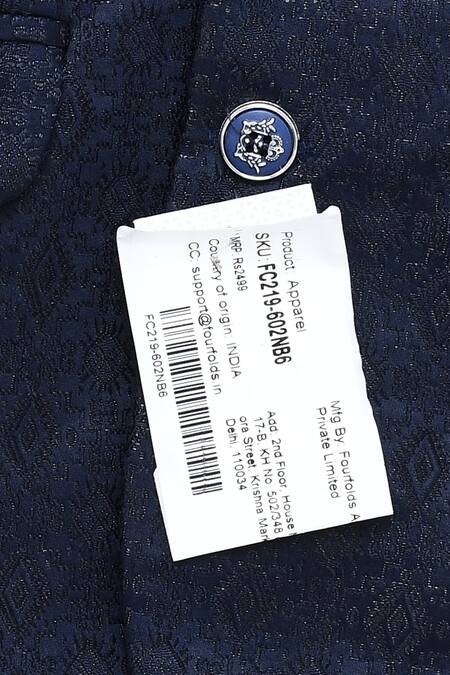 Shop_Petite Pomme_White Cotton, Polyester Navy Blue Designer Suit Set